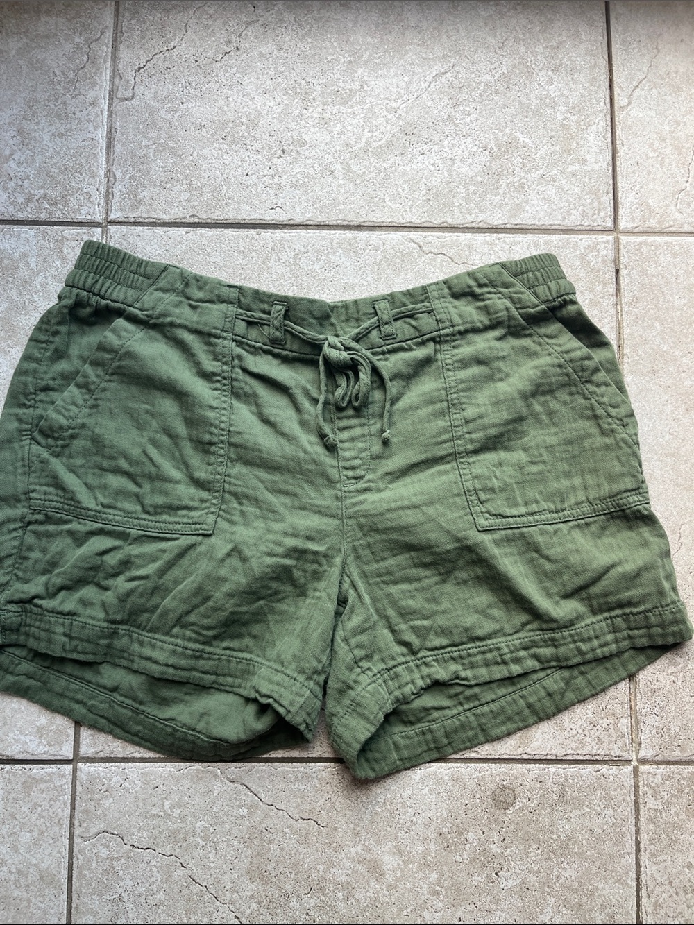 Old Navy Olive Green High-Rise Drawstring Shorts